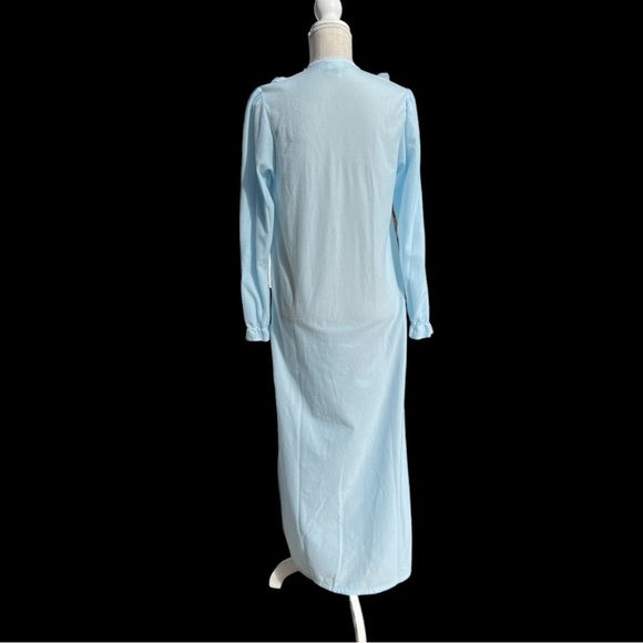 🌻NEW w.tag VINTAGE Gilligan & O'Malley Blue Fleece Cottagecore 80s Nightgown SM - Picture 7 of 12